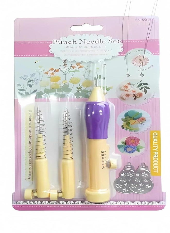ILIKA Punch Needle Embroidery Set with 3 Interchangeable Needle Sizes, DIY Craft Tool Kit for Yarn and Embroidery Floss, Includes Threaders and Ergonomic Handle - Purple - Image 1